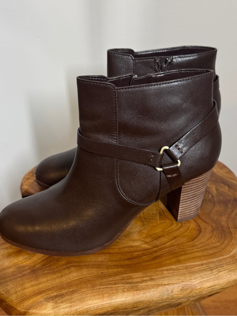 Cole Haan Brown Leather Women's Calixta Harness Ankle Booties Moto Boots Sz. 10B - Picture 3 of 11